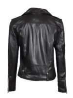 Womens Asymmetrical Black Leather Biker Jacket