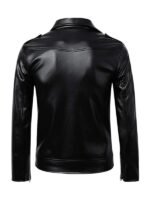 Black Biker Buston Shining Leather Jacket For Mens