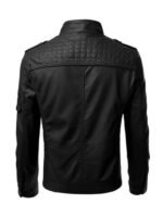 Mens Black Slim Fit Quilted Leather Biker Jacket