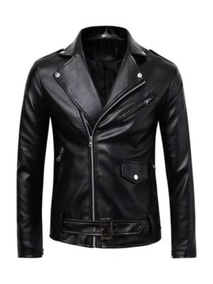 Black Biker Buston Shining Leather Jacket