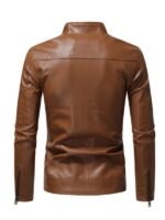 Mens Casual Slim Fit Brown Leather Jacket