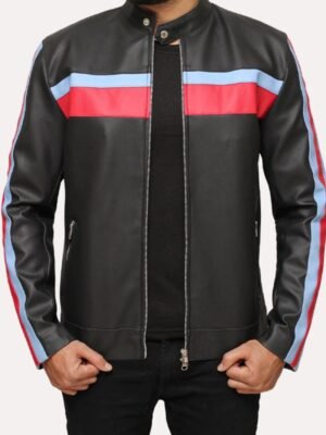 Mens Black Cafe Racer Leather Jacket