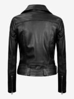 Womens Black Leather Asymmetrical Biker Jacket