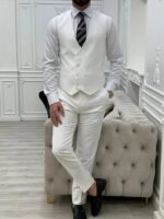 3 Piece White Mens Suit