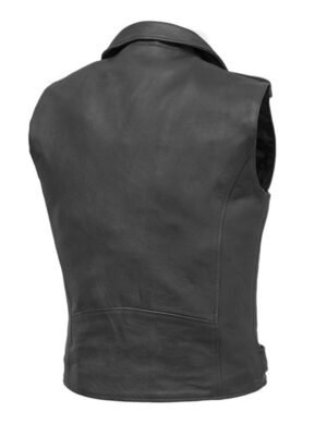 Men’s Black Belted Style Biker Leather Vest