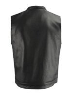 Men’s Black Club Flap Pocket Leather Biker Vest