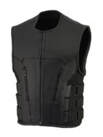 Men’s Cowhide Black Leather Biker Vest