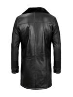 Men's Black Long Shearling Leather Coat