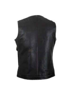 Men's Black Zip Up Leather Vest