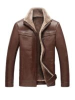 Mens Brown Fur Leather Jacket