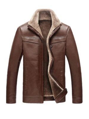 Mens Brown Fur Leather Jacket