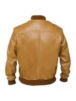 Mens Camel Brown Slim Fit Bomber Jacket