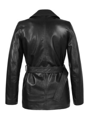 Women's Carissa Belted 3_4 Leather Coat