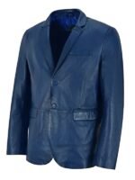 Men's Blue Classic Blazer Leather