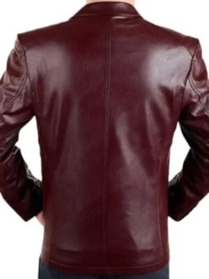 Mens Classic Maroon Leather Blazer