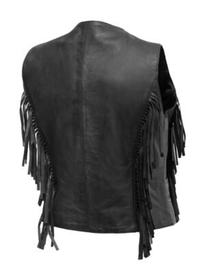 Women’s Cowgirl Black Fringe Style Leather Vest