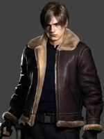 Shop Leon Kennedy Resident Evil 4 Shearling Leather Jacket