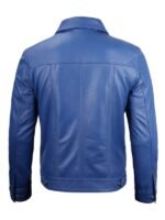 Fernando Blue Leather Trucker Jacket - Mens