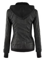 Womens Hooded Black Leather Jacket