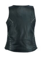 Women’s Black Lace Work Design Leather Vest