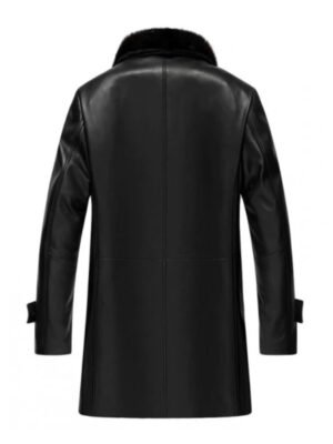 Mens Black Leather Coat with Fur Collar