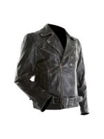 Mens Leather Brando Motorcycle Distressed Jacket