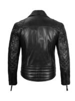 Mens Black Quilted Asymmetrical Biker Leather Jacket