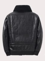 Mens Black Shearling Aviator Bomber Jacket