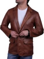 Men's Brown Italian Leather Blazer Jacket