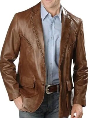 Men's Brown Lambskin Leather Blazer