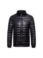 Classic Padded Black Puffer LeatherFor Jacket Mens