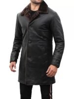 Mens Black Shearling Coat Leather