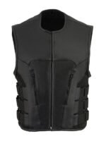 Men’s Cowhide Black Leather Biker Vest