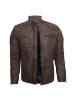 Mens David Beckham Brazil Vintage Slim Fit Leather Biker Jacket