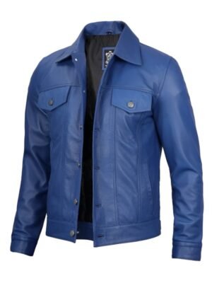 Fernando Leather Trucker Jacket For Mens