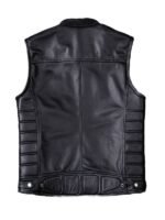 Men's Black Zipper Leather Biker Vest