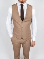 Men’s 3 Piece Tan Wedding Suit