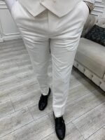 Mens Three Piece Slim Fit Wedding White Suit