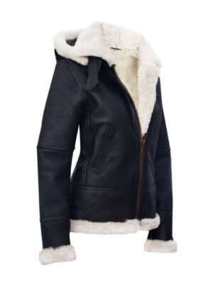 RAF Womens Hooded Sheepskin Leather Jacket