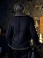 Evil 4 Leon Kennedy Resident Shearling Leather Jacket