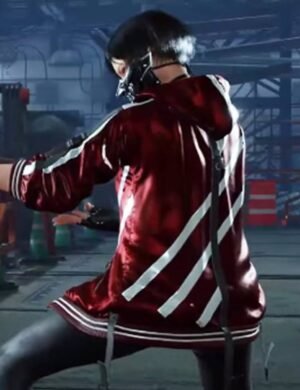 Tekken 8 Reina Red Hooded Bomber Jacket