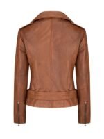 Women’s Tan Brown Asymmetrical Biker Leather Jacket