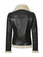 Women's Dark Brown Shearling Leather Bomber Jacket