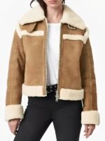 Womens Shearling Aviator Jacket Suede