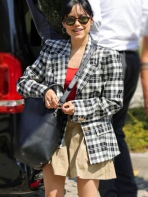 International Film Festival Jenna Ortega 81st Venice Checkered Blazer