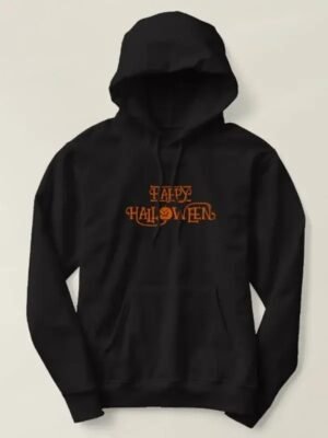 Happy Halloween Orange Bony Typography Hoodie