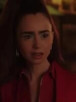 Emily In Paris S4 Lily Collins Red Leather Jacket