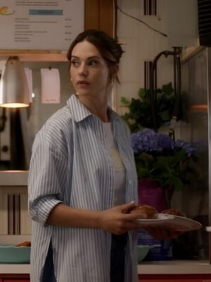 Lyndsy Fonseca Film The Magic of Lemon Drops 2024 Lolly Striped Blue Shirt