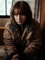 Aiko Beemsterboer Movie Ferry 2 Brown Shearling Bomber Jacket