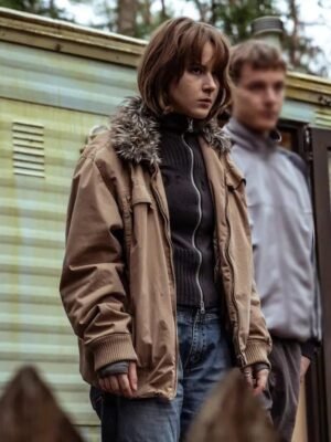 Aiko Beemsterboer Movie Ferry 2 Brown Shearling Bomber Jacket